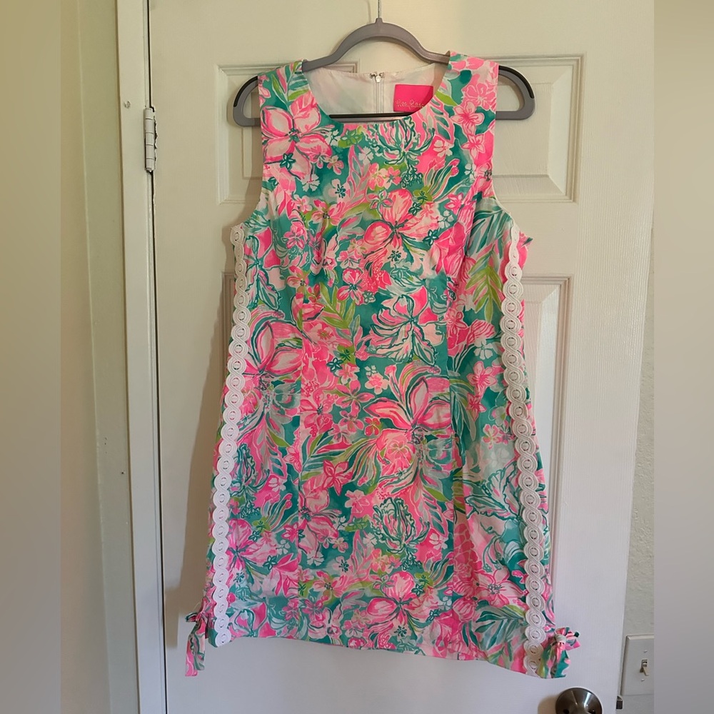 Green and pink Lilly shift dres